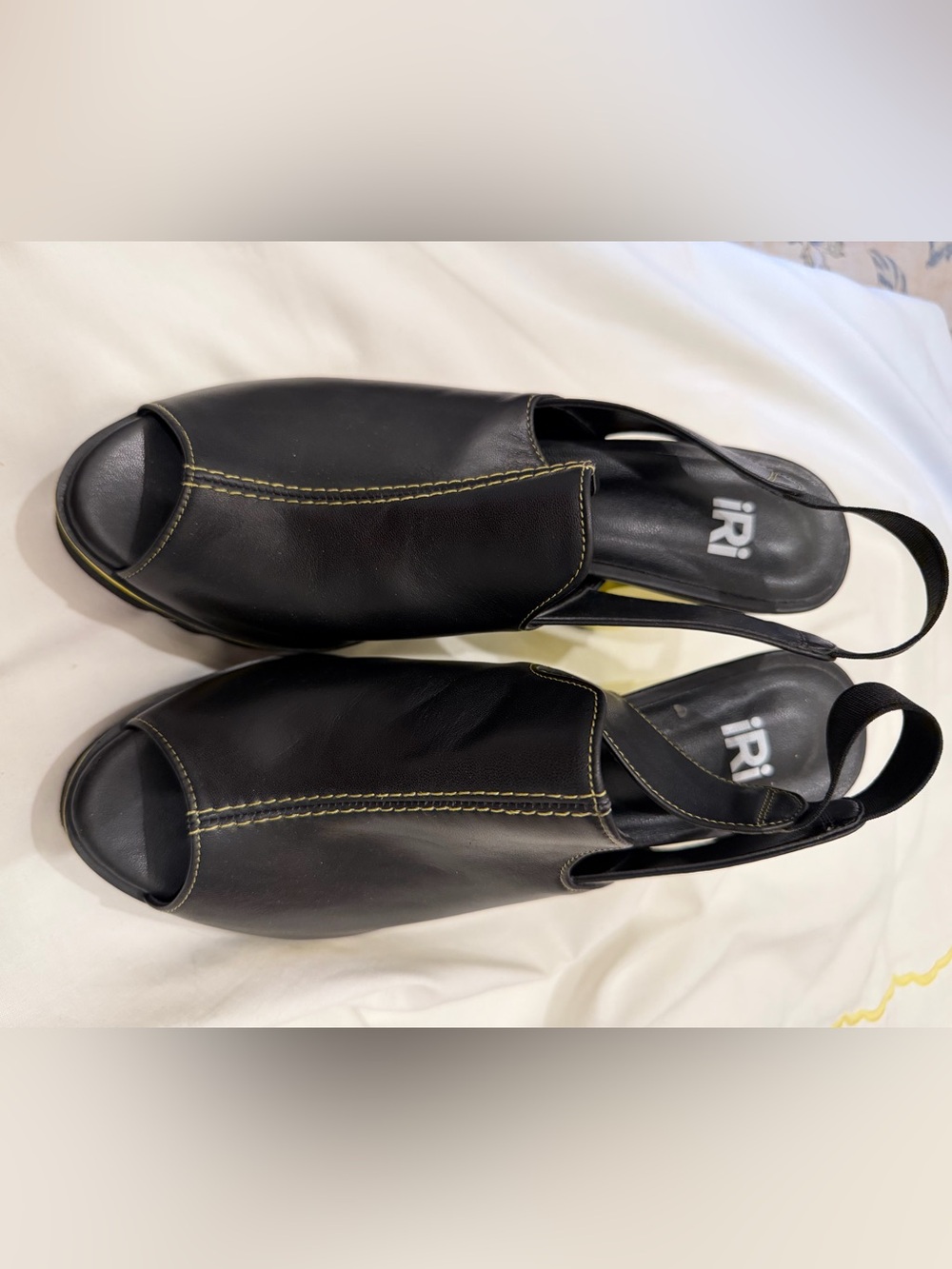 Black Slingback Heels with Yellow Sculpted Block Heel. Brand New. Iri - Picture 4 of 8